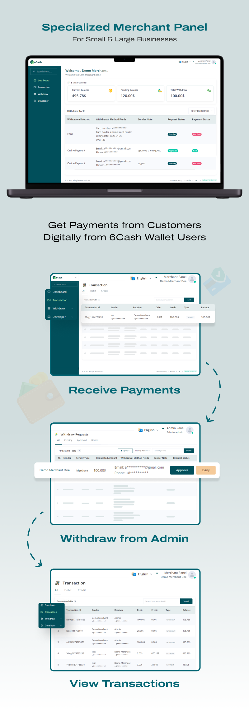 6Cash - Digital Wallet Mobile App with Laravel Admin Panel