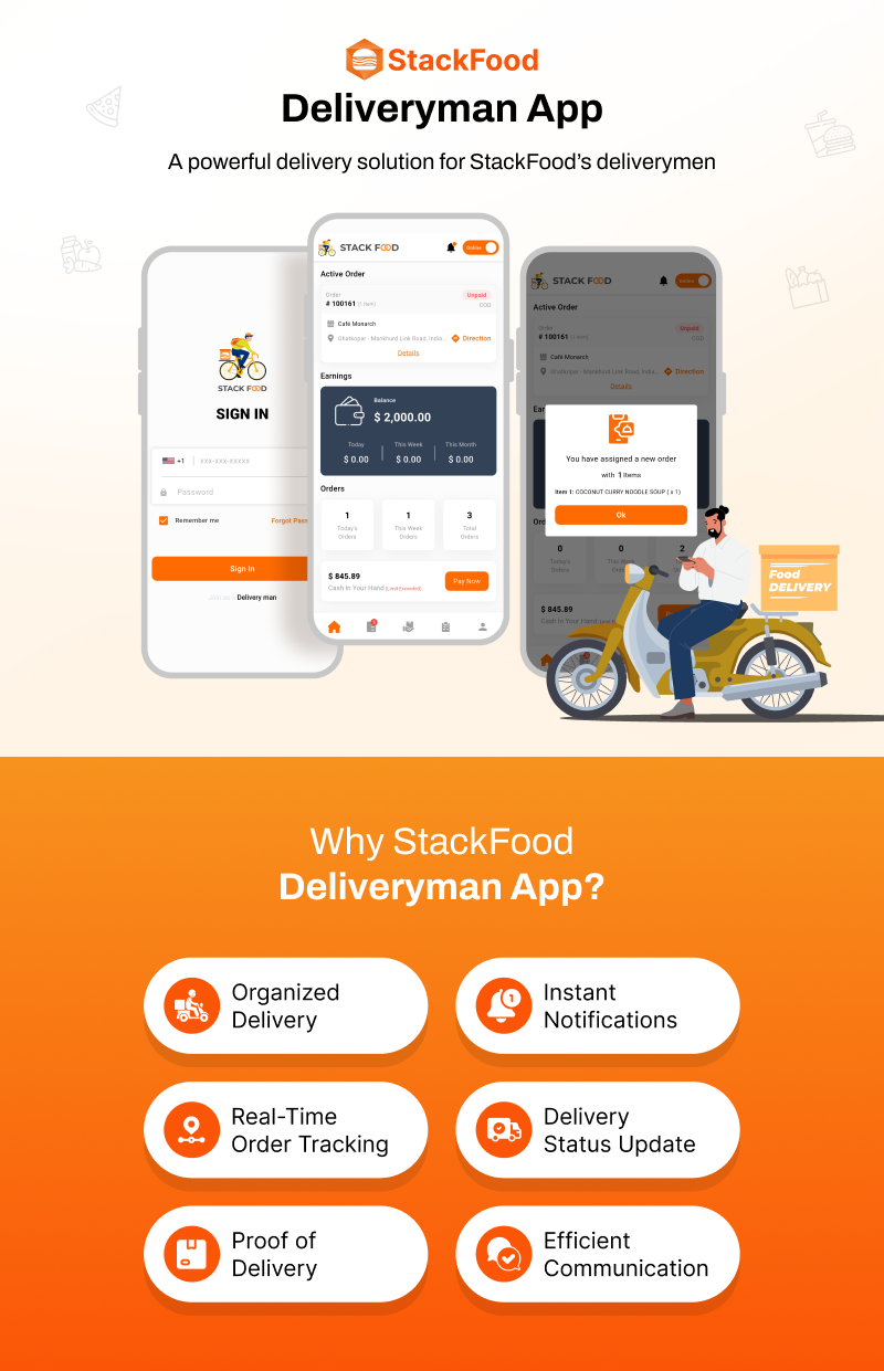 StackFood Multi Restaurant - Food Ordering Delivery Man App