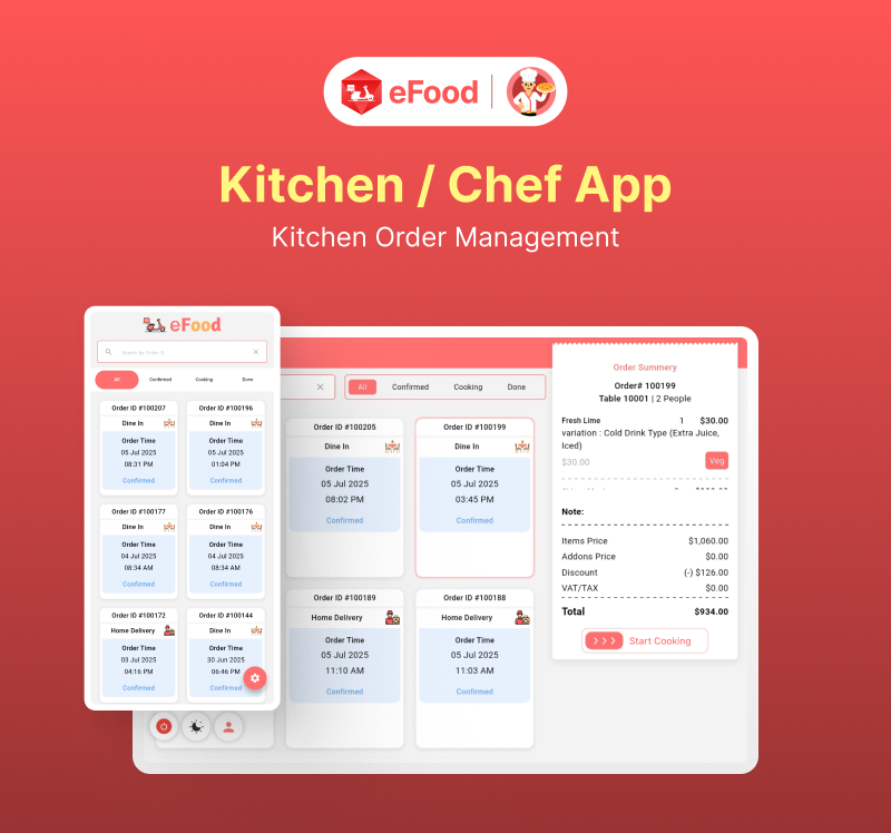 eFood -  Kitchen/Chef App