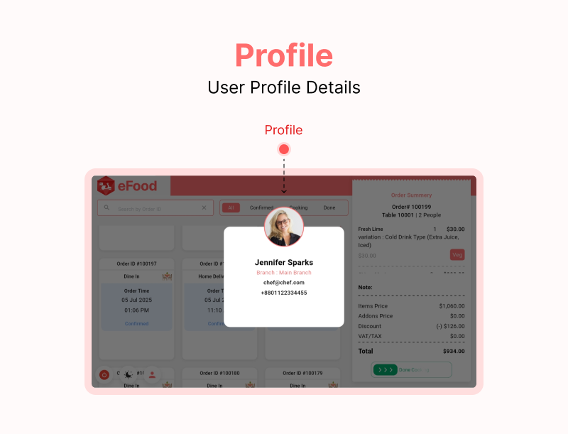 eFood -  Kitchen/Chef App